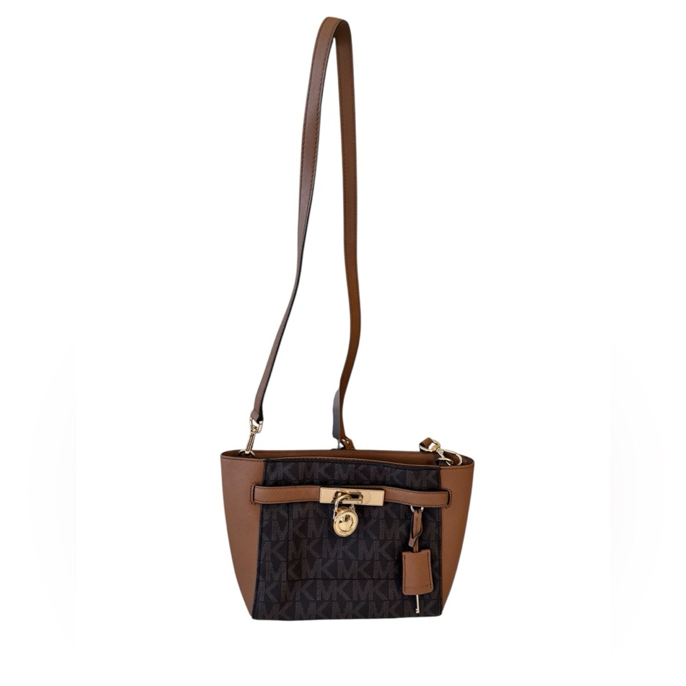 Michael Kors Women's  Hamilton Traveler Brown and Black Monogram Crossbody Bag